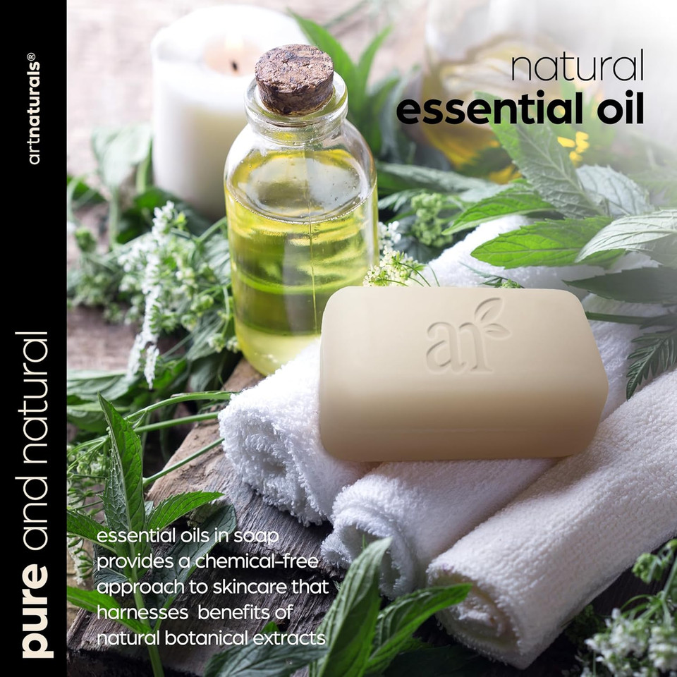 Artnaturals Natural Soap Bar Gift Set - (6 X 4 Oz / 113G) - Infused With Jojoba Oil - For All Skin Types - Body And Face - Tea Tree, Lavender, Eucalyptus, Lemon, Grapefruit And Orange - Men And Women