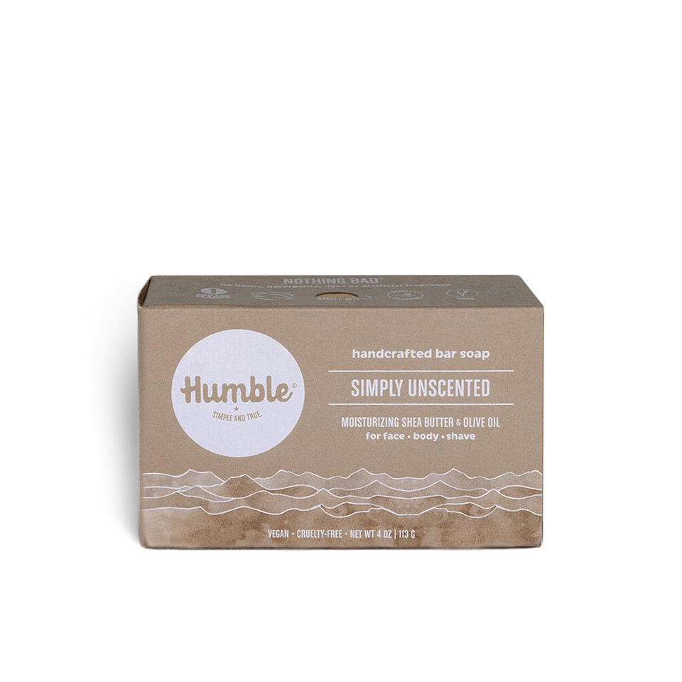 Humble Brands Handcrafted Bar Soap, Organic Cold Processed Soap Bars, Moisturizing Face & Body Cleanser - Simply Unscented