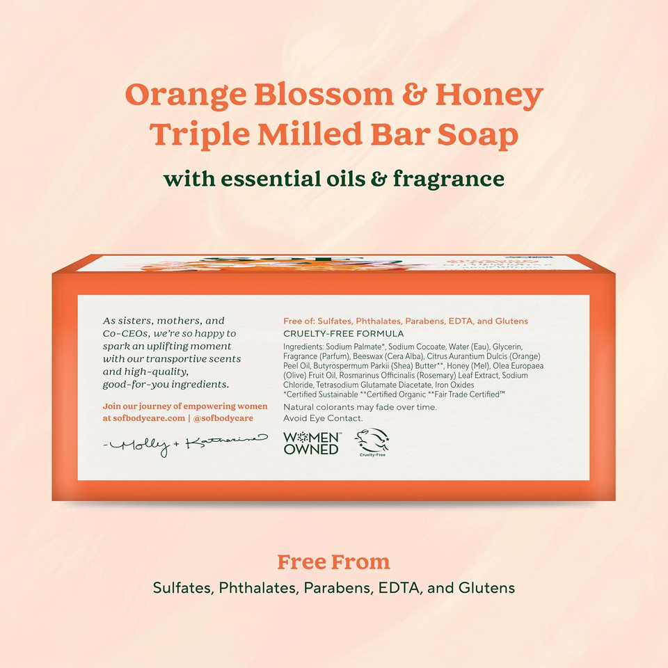 Cherry Blossom Clean Bar Soap By South Of France Clean Body Care | Triple-Milled French Soap With Organic Shea Butter + Essential Oils | Vegan, Non-Gmo Body Soap | 6 Oz Bar