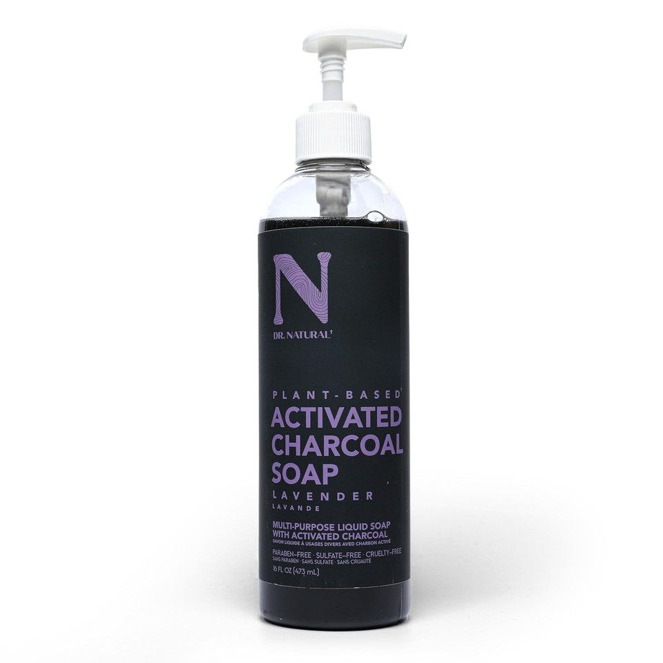 Dr. Natural Activated Charcoal Liquid Soap - Combat Acne And Blemishes - Deep Cleansing Body Wash - Gentle Body Soap For Clear Skin - Citrus - 16 Oz