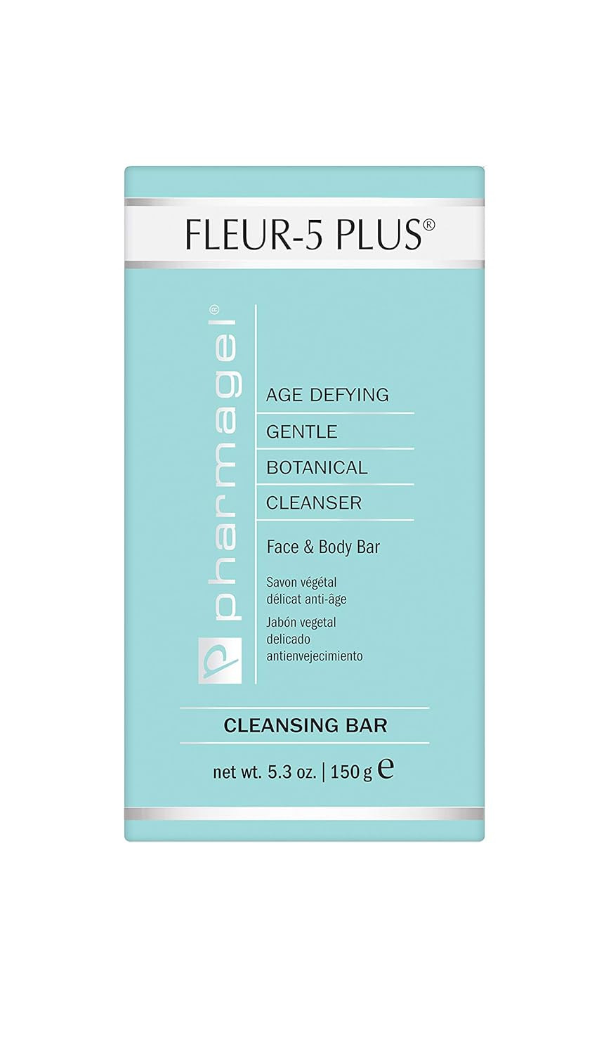 Pharmagel Fleur-5 Plus Antioxidant Gentle Cleansing Bar | Natural Daily Bath And Face Wash Soap | Deep Cleaning Soap For Sensitive Skin - 5.3 Oz
