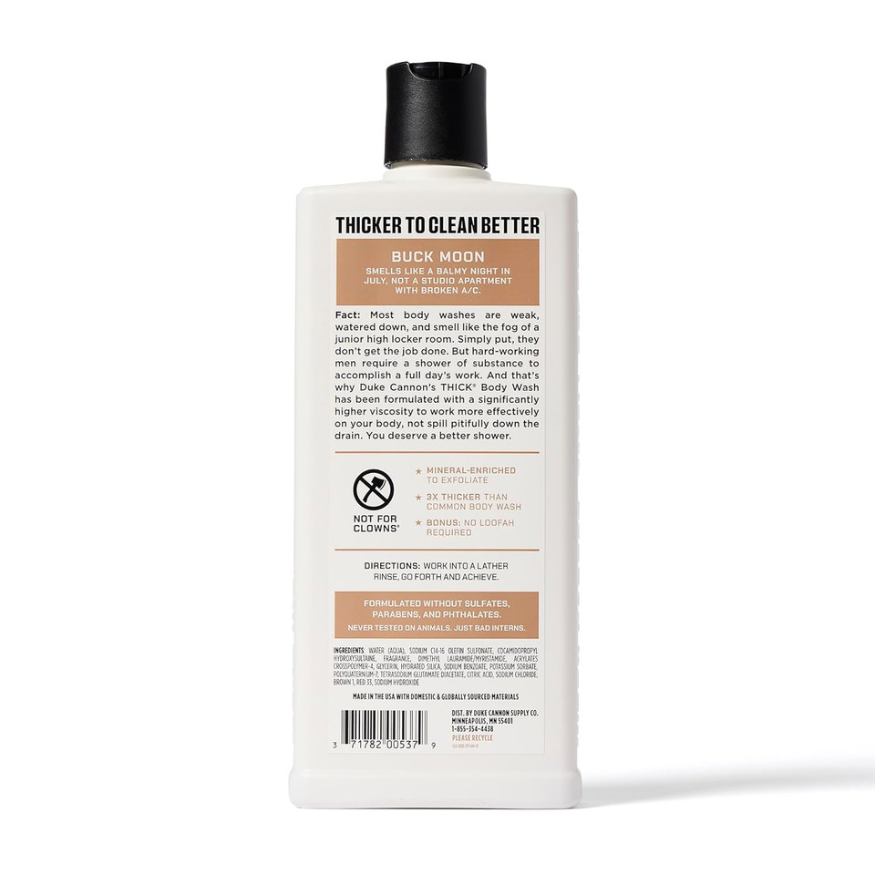 Duke Cannon Supply Co. Thick High Viscosity Body Wash  3X Thicker, Plant-Based, Mineral-Enriched For Men  Shower Gel  MenS Body Scrub  Midway (18 Oz)