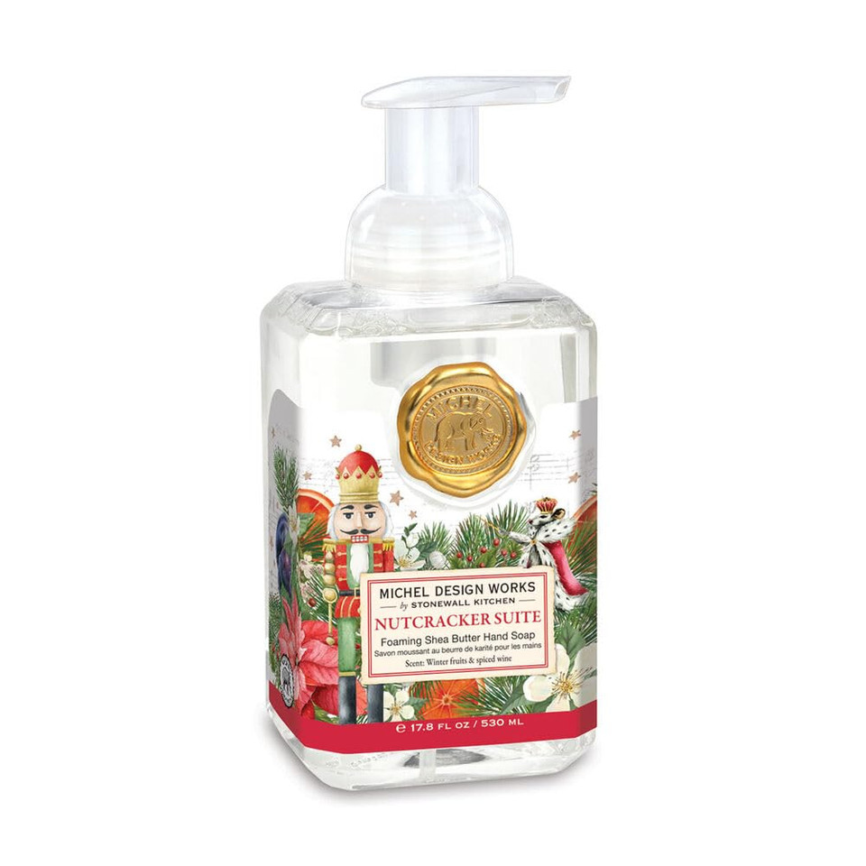 Michel Design Works Foaming Hand Soap 17.8Oz, Cotton & Linen Scent And Design, Shea Butter And Aloe Vera Blend, Beautiful Square Container With Pump
