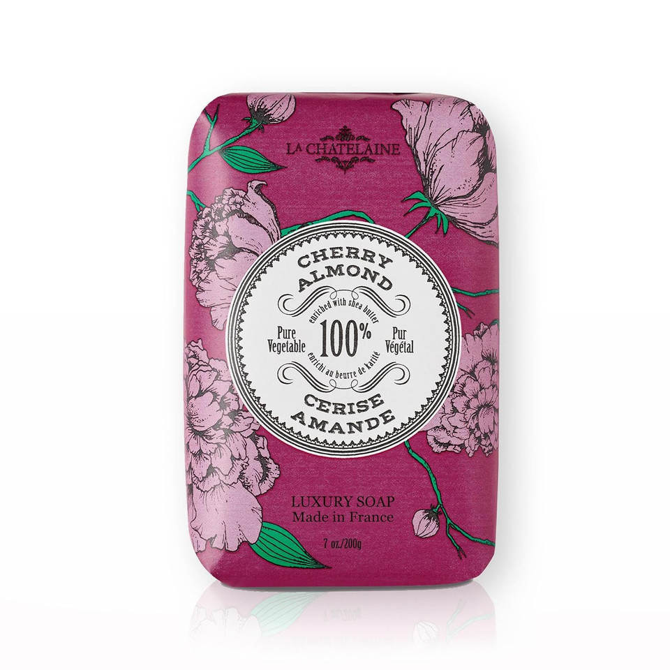 La Chatelaine Luxury Bar Soap | Natural Shea Formula (Cherry Almond, 7 Oz)