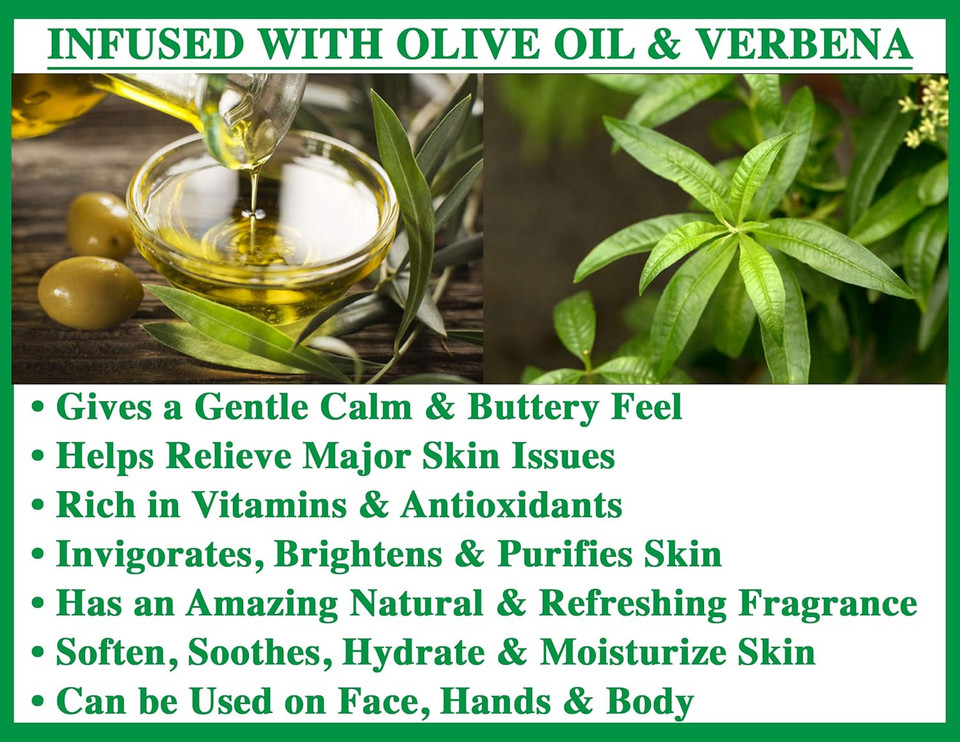 Olivia Care Premium Bath & Body Bar Soap | Organic, Vegan & Natural | Contains Olive Oil | Repairs, Hydrates, Moisturizes & Deep Cleans | Good For Sensitive Dry Skin | Made In Usa | 8 Oz - Verbena