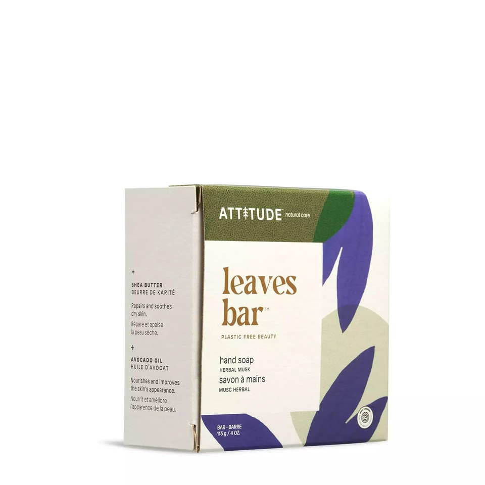 Attitude Soap Bar, Natural Origin, Nourishing Cleanser For Hands And Body, Repairs And Soothes Dry Skin, Avocado Oil & Shea Butter, Ewg Verified & Vegan, Sea Salt, 4 Oz