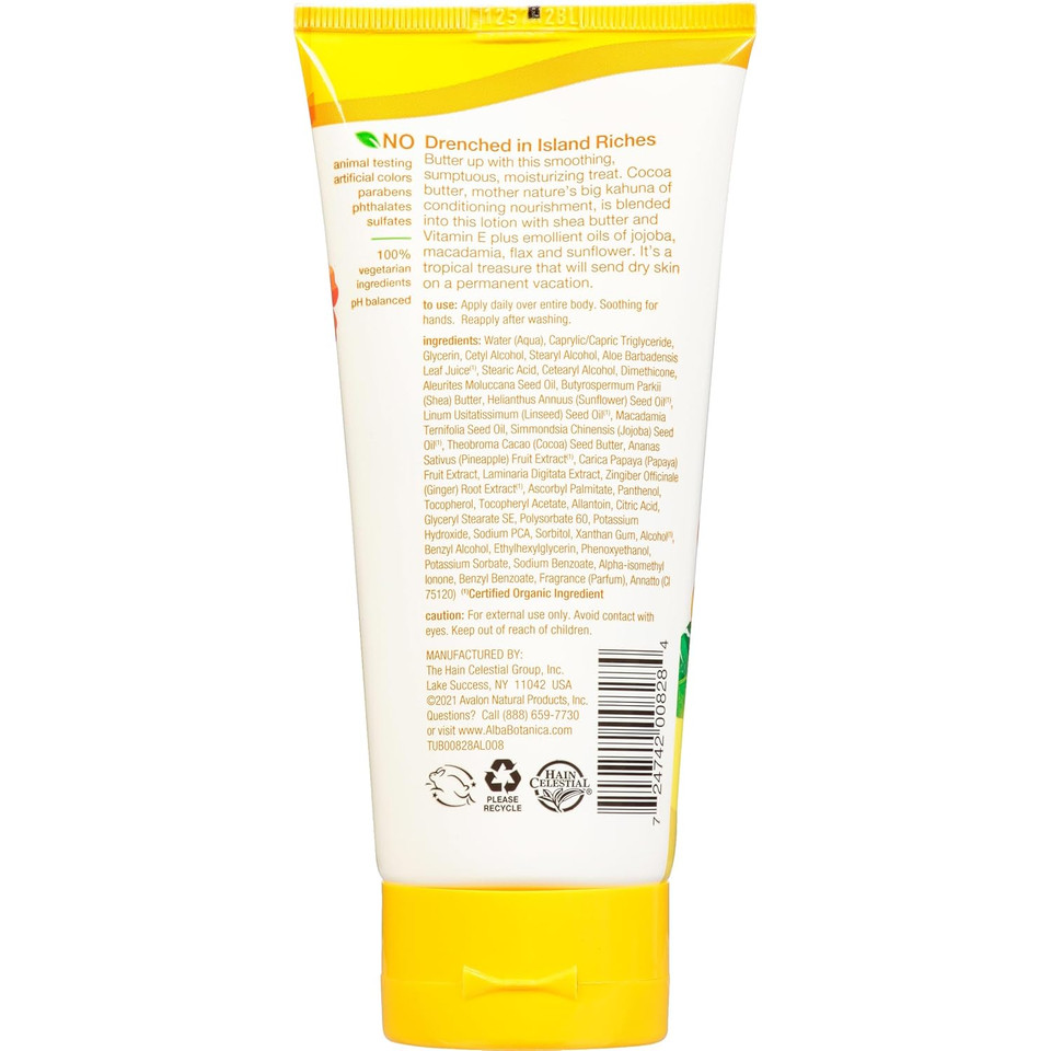 Alba Botanica, Hawaiian Cocoa Butter Hand & Body Lotion - 7 Oz