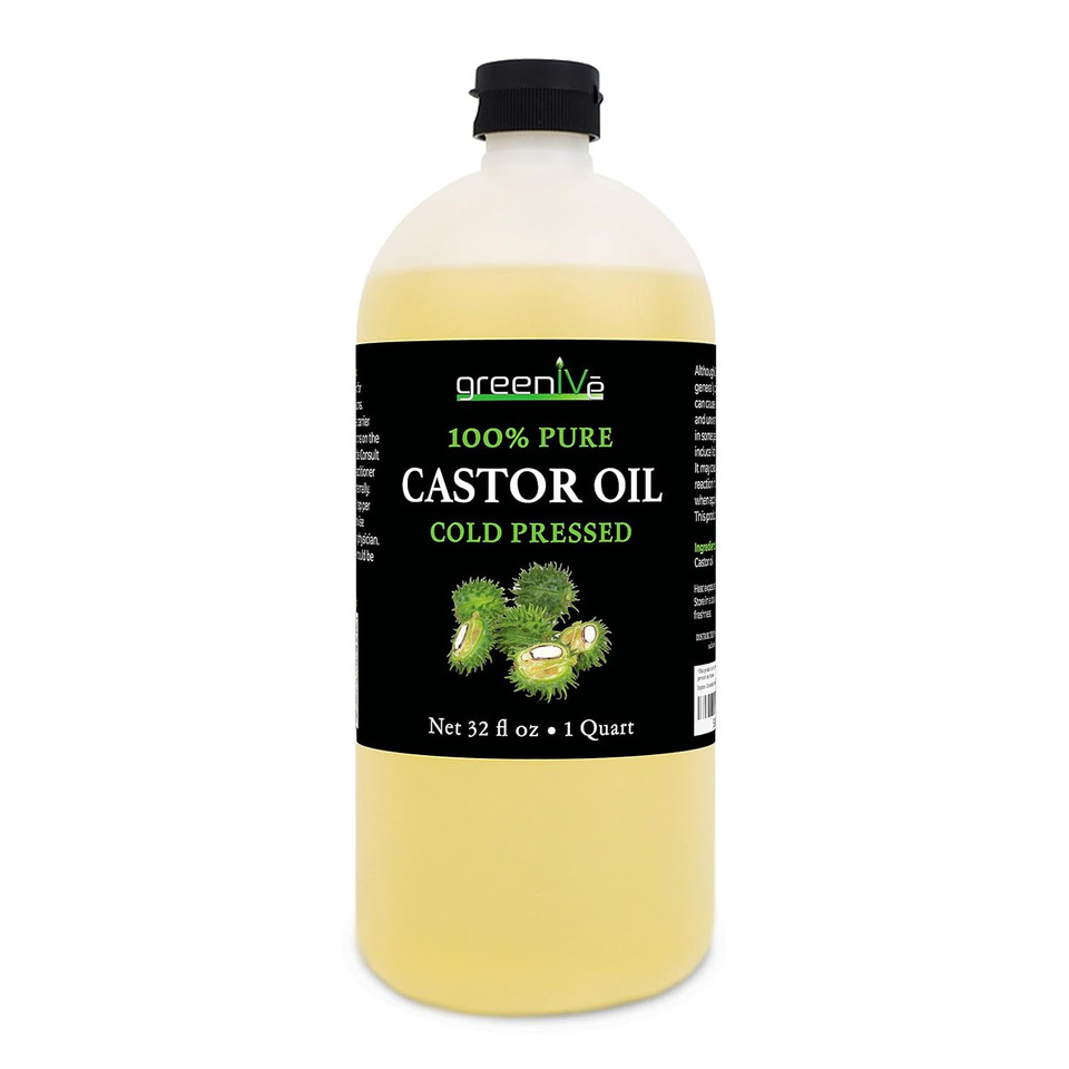 Greenive - 100% Pure Castor Oil Glass - Cold Pressed - Hexane Free - Exclusively On Amazon (16 Ounce)