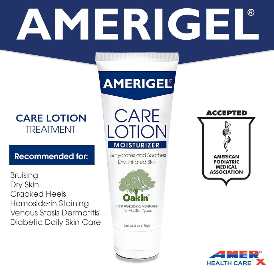Amerigel Care Lotion Bundle - Hypoallergenic Moisturizer (6 Oz.) Rehydrates & Soothes Dry Skin - Care Lotion For Diabetic Skin Care (16 Oz.) Soothes Irritated Skin