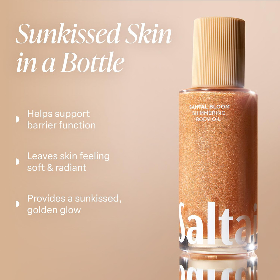 Saltair Shimmering Body Oil - Golden Hour Scented Dry Oil Moisturizer With Light-Reflecting Pearl Pigments. Moisturizing Glow For All Skin Types - 4 Fl Oz