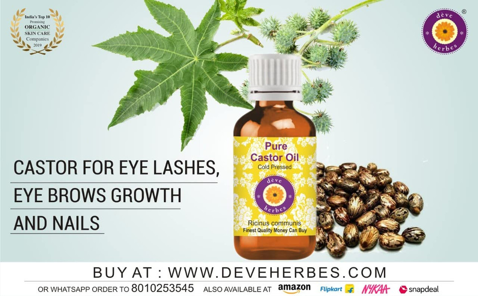 Dève Herbes Pure Castor Oil (Ricinus Communis) With Glass Dropper Cold Pressed 15Ml (0.50 Oz)