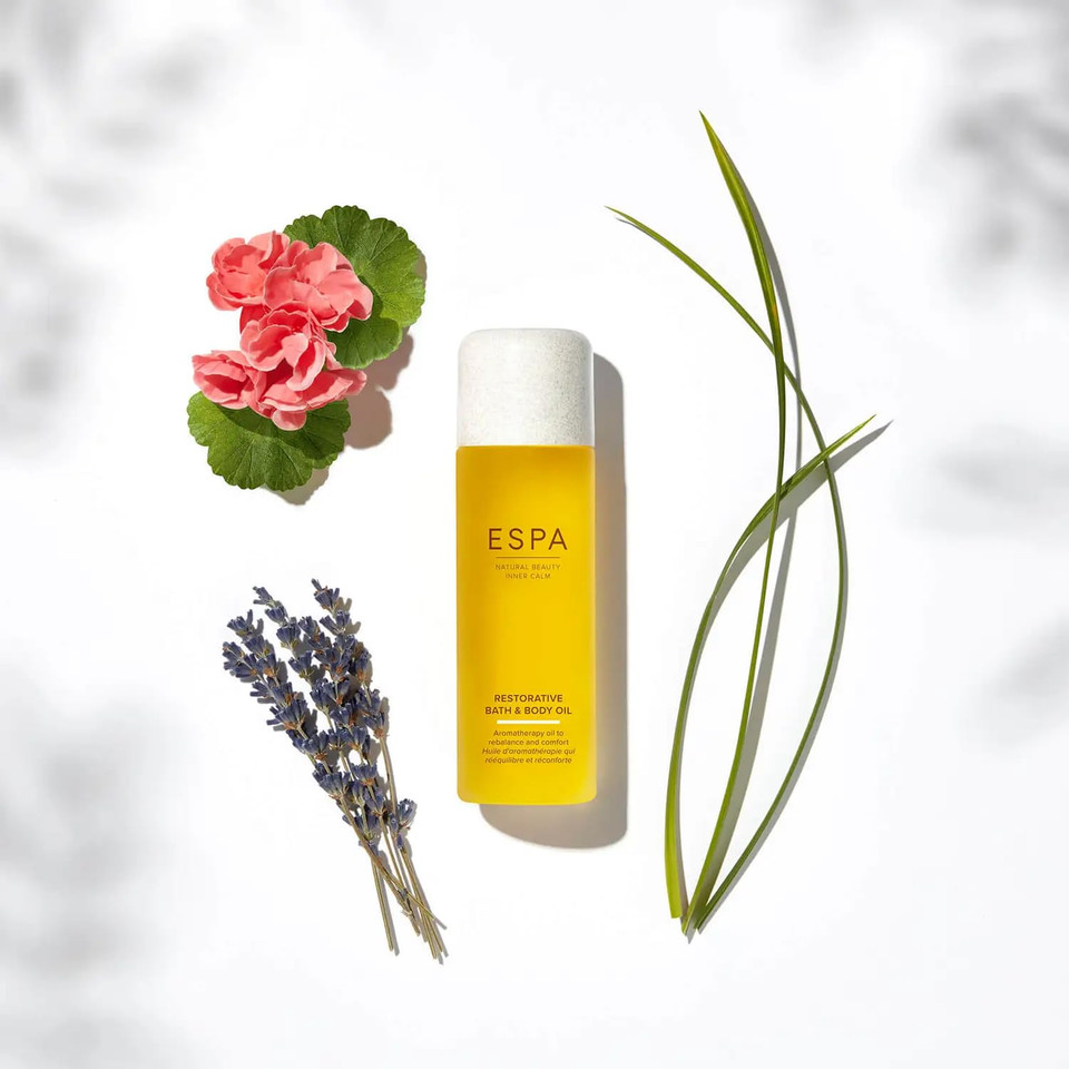 Espa | Restorative Bath & Body Oil | Magnesium & Ashwagandha | Rose Geranium, Orange, Lavender & Palmarosa | Menopause Friendly