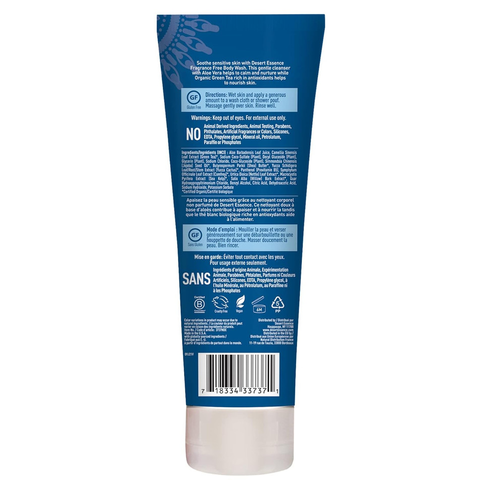 Desert Essence Green Apple & Ginger Body Wash - 8 Fl Ounce - Refreshing - Vitamins A, B & C - Scented - Cleanses & Revitalizes - Yucca Cactus - No Parabens