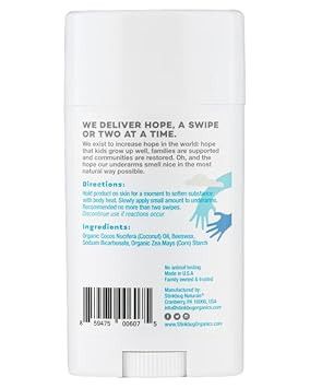 Aluminum Free Unscented All Natural Deodorant, 2.1 Ounce, Organic, Paraben Free