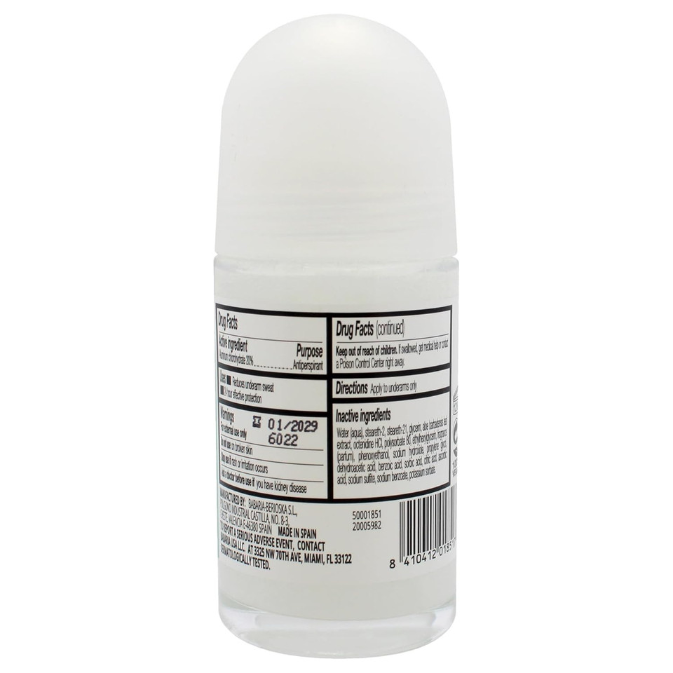 Babaria Roll-On Deodorant, Aloe - Alcohol-Free Antiperspirant For Women And Men With 24-Hour Protection - Moisturizing Anti Sweat Deodorant - 1.7 Oz