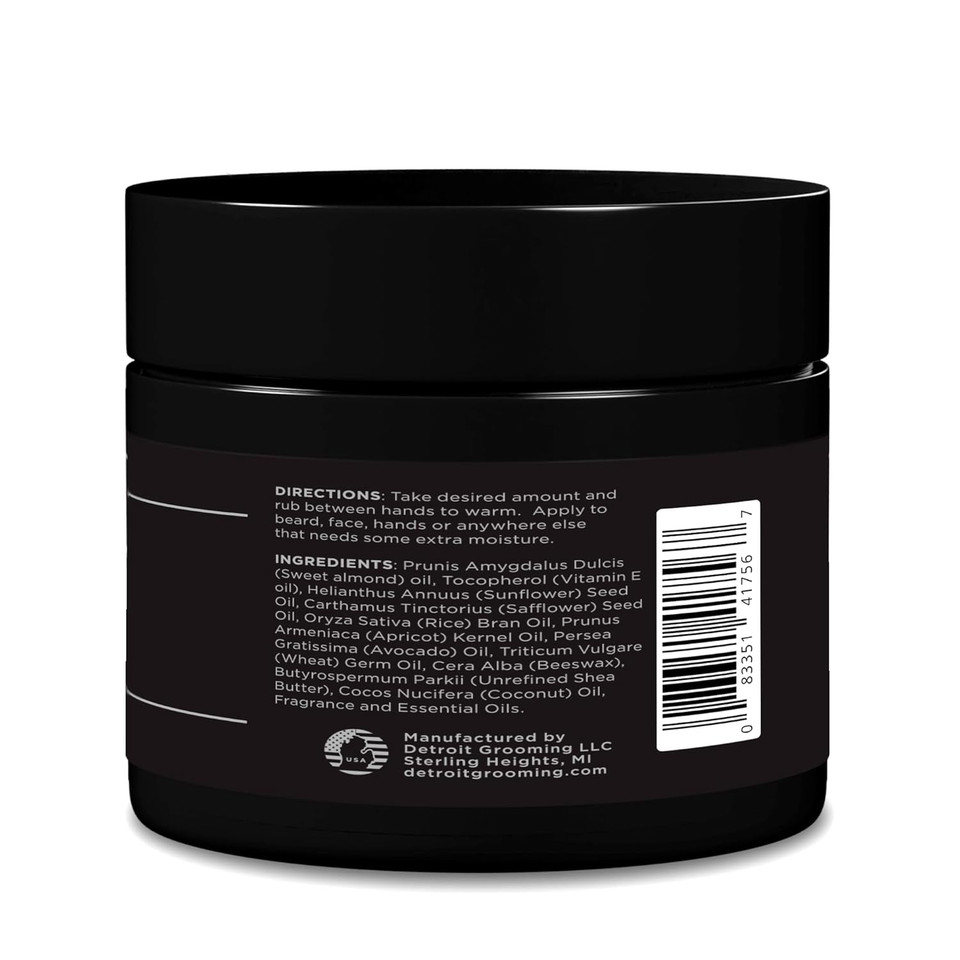 Detroit Grooming Co. Beard Butter For Men | Softens, Thickens & Hydrates With Safflower Oil & Shea Butter | Black Scent, 2Oz