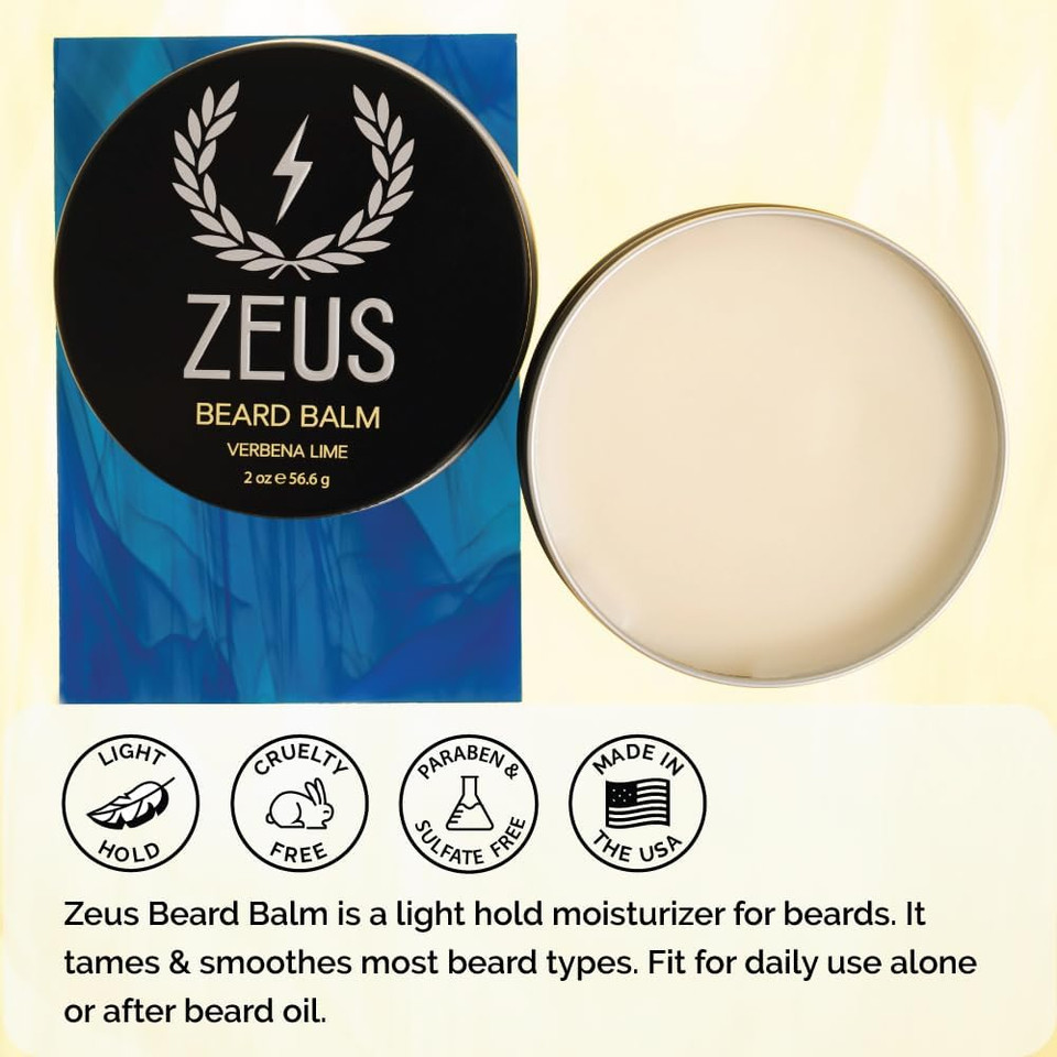 Zeus Beard Balm, Natural Beeswax & Shea Butter Balm, Softening Conditioner For Facial Hair  Made In Usa (Sandalwood) 2 Oz Zeus Beard Balm, Natural Beeswax & Shea Butter Balm, Softening Conditioner For Facial Hair  Made In Usa (Sandalwood) 2 Oz