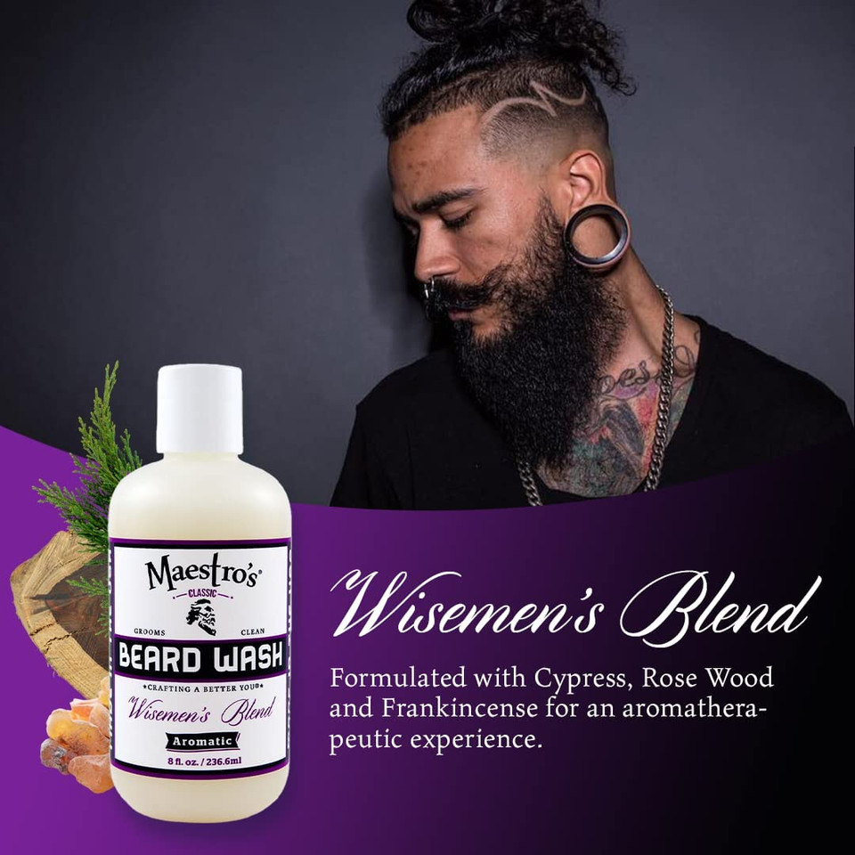 Maestro'S Classic Beard Wash | Anti-Itch, Deep Cleaning, Non-Drying, Fully Hydrating Gentle Cleanser For All Beard Types & Lengths- Wisemen'S Blend, 4 Ounce