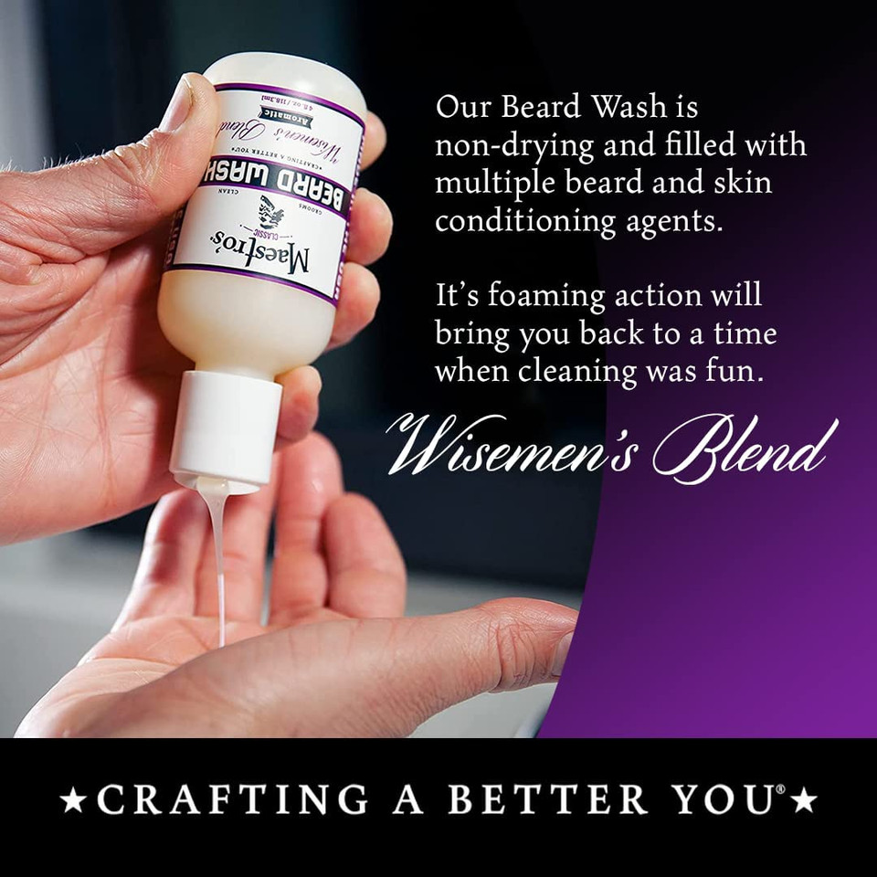 Maestro'S Classic Beard Wash | Anti-Itch, Deep Cleaning, Non-Drying, Fully Hydrating Gentle Cleanser For All Beard Types & Lengths- Wisemen'S Blend, 4 Ounce