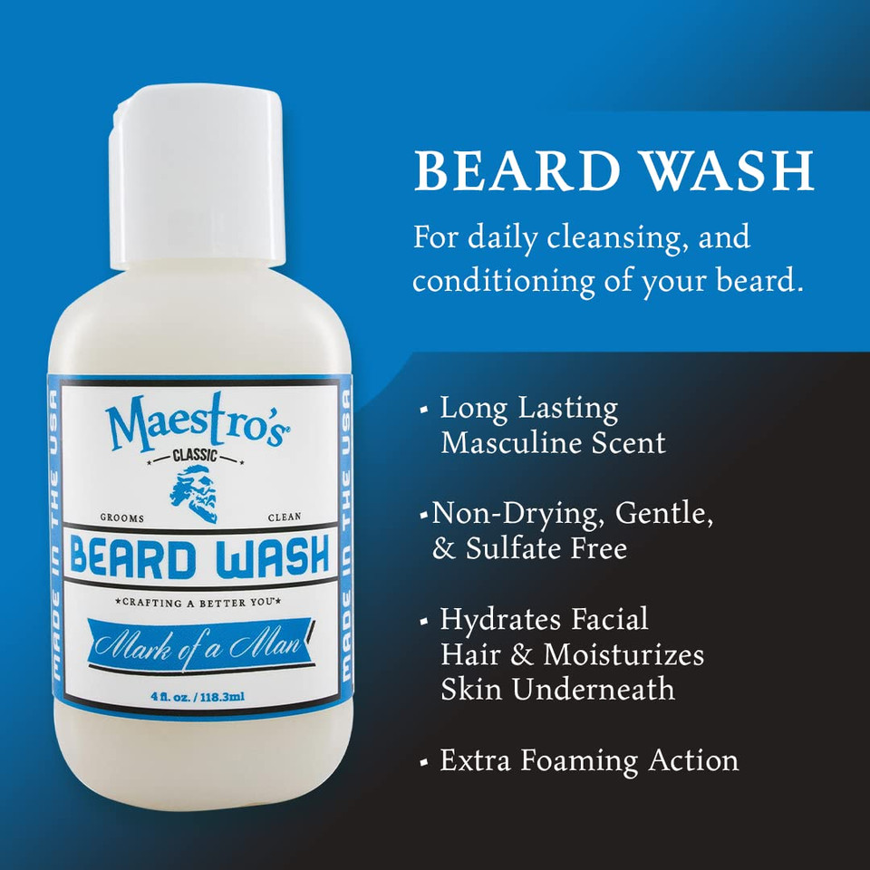 Maestro'S Classic Beard Wash | Anti-Itch, Deep Cleaning, Non-Drying, Fully Hydrating Gentle Cleanser For All Beard Types & Lengths- Spirited Blend, 8 Ounce