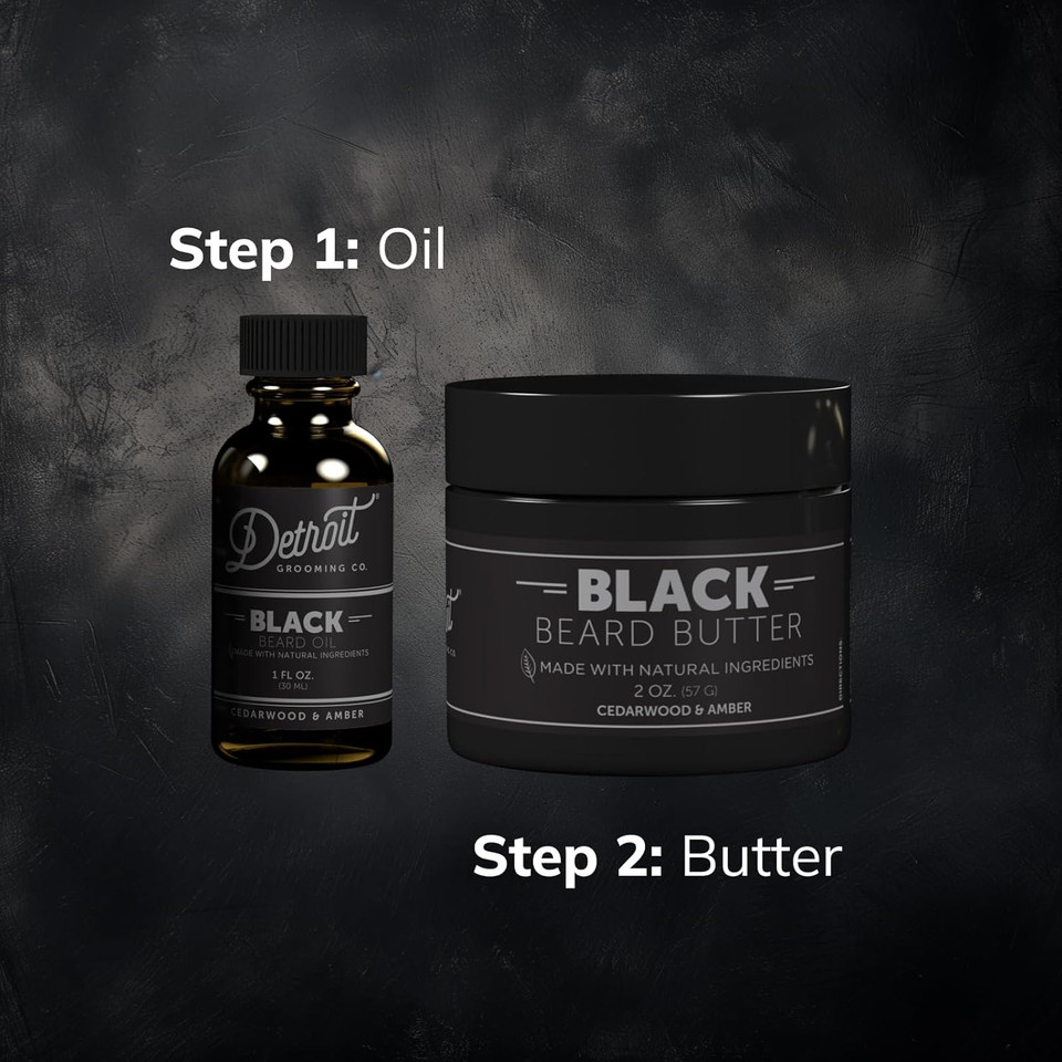 Detroit Grooming Co. Beard Oil & Beard Butter Bundle  313 (Vanilla & Amber Scent)  Beard Hydration Set With Vitamin E & Sunflower Oil