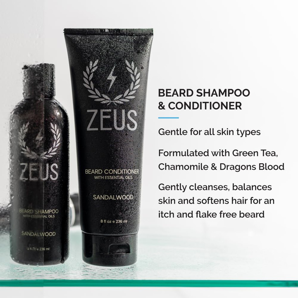 Zeus Everyday Beard Kit With Tin Gift Box  Beard Wash Shampoo & Conditioner, Natural Beard Oil, Beard Balm & Tin Box (Verbena Lime)