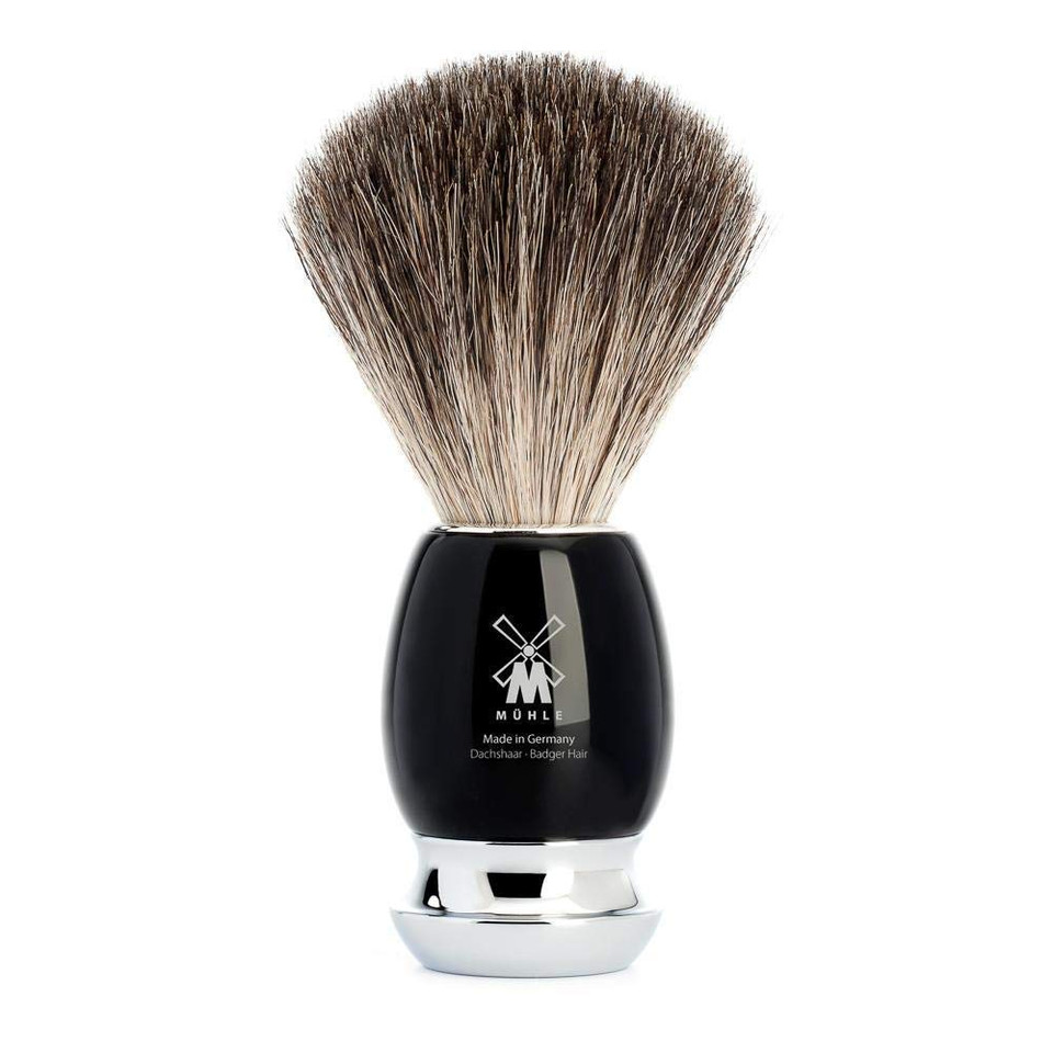 Mühle Vivo Black Resin Pure Badger Shaving Brush - Luxury Shave Brush For Men, Rich Lather
