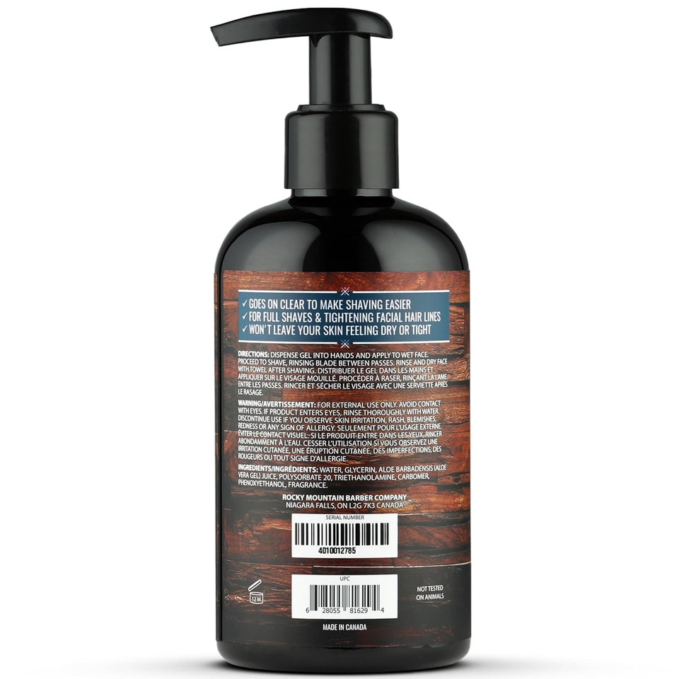 Men'S Shave Gel - Clear Shaving Gel So You Can See Where You Are Shaving  For Full Shaves And Tightening Beard Lines - 8Oz By Rocky Mountain Barber Company