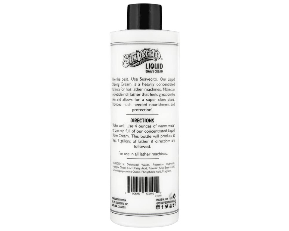 Suavecito Liquid Shave Cream 8 Oz. Men'S Shaving Professional Product For Machine Use Only