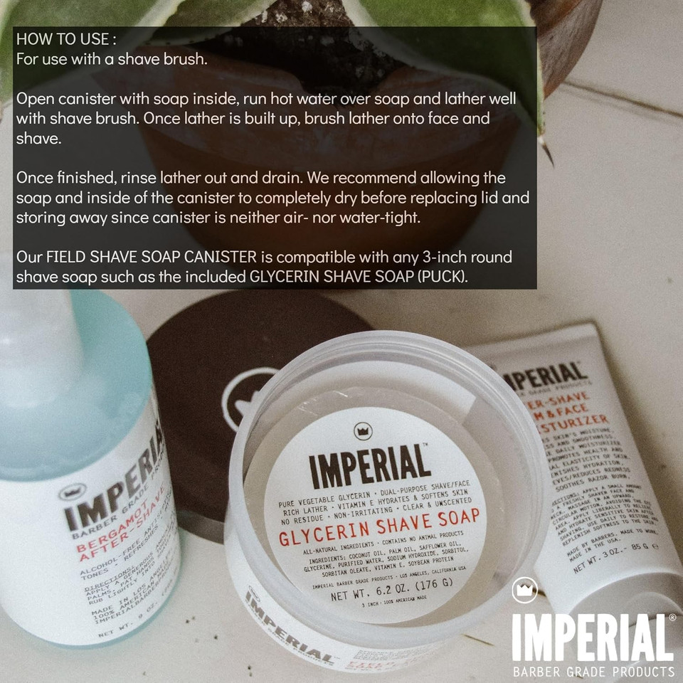 Imperial Barber Field Shave Soap Canister, 6.2 Oz