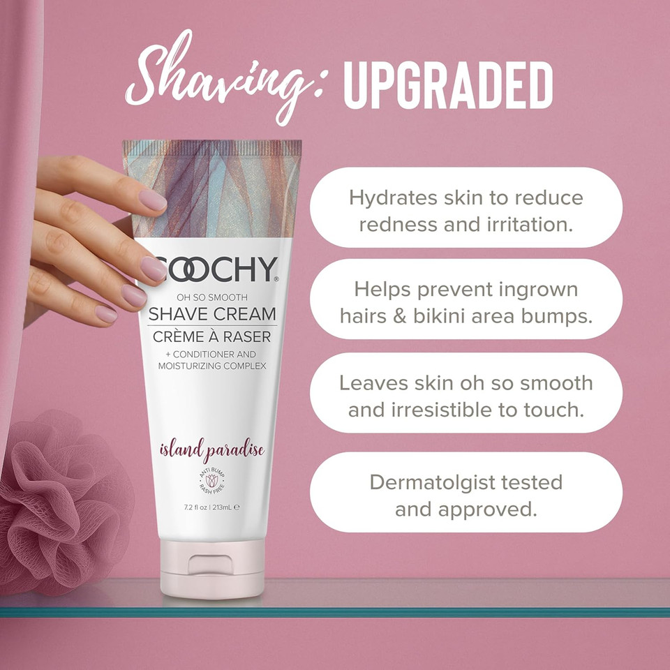 Coochy Intimate Shaving Cream | Shave Conditioner & Moisturizer For Face & Body | Ideal For Sensitive Skin Care, Anti-Bump | Island Paradise, 3.4 Oz
