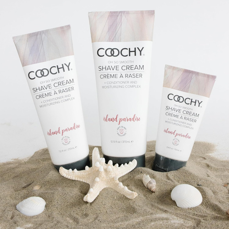 Coochy Intimate Shaving Cream | Shave Conditioner & Moisturizer For Face & Body | Ideal For Sensitive Skin Care, Anti-Bump | Island Paradise, 3.4 Oz