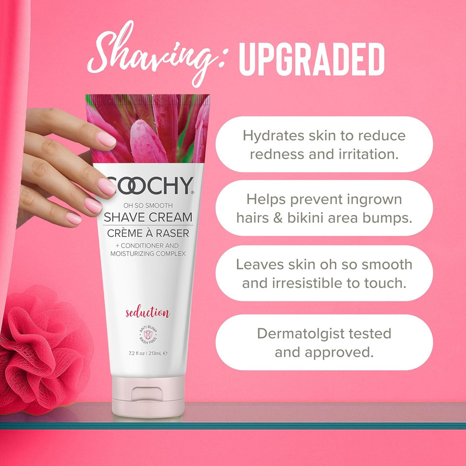 Coochy Shave Cream - Moisturizing Shave Lotion - Gentle Intimate Shaving Cream - For Bikini Area, Underarms, Legs & More - Rash-Free, Hydrating Formula - Berry Bliss - 7.2 Oz