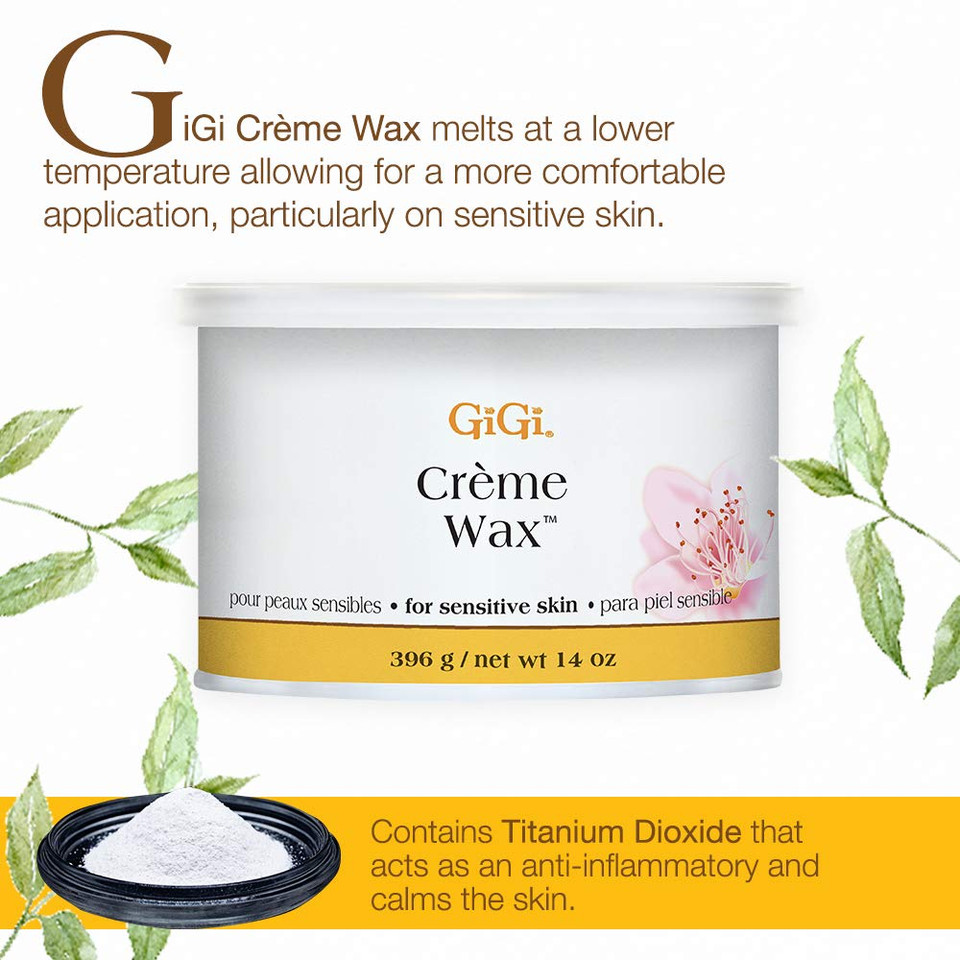 Gigi Tea Tree Crème Wax - Soothing Hair Removal Wax For Sensitive Skin, Soft Wax For Face & Body, Calming Formula With Tea Tree Oil, 14 Oz