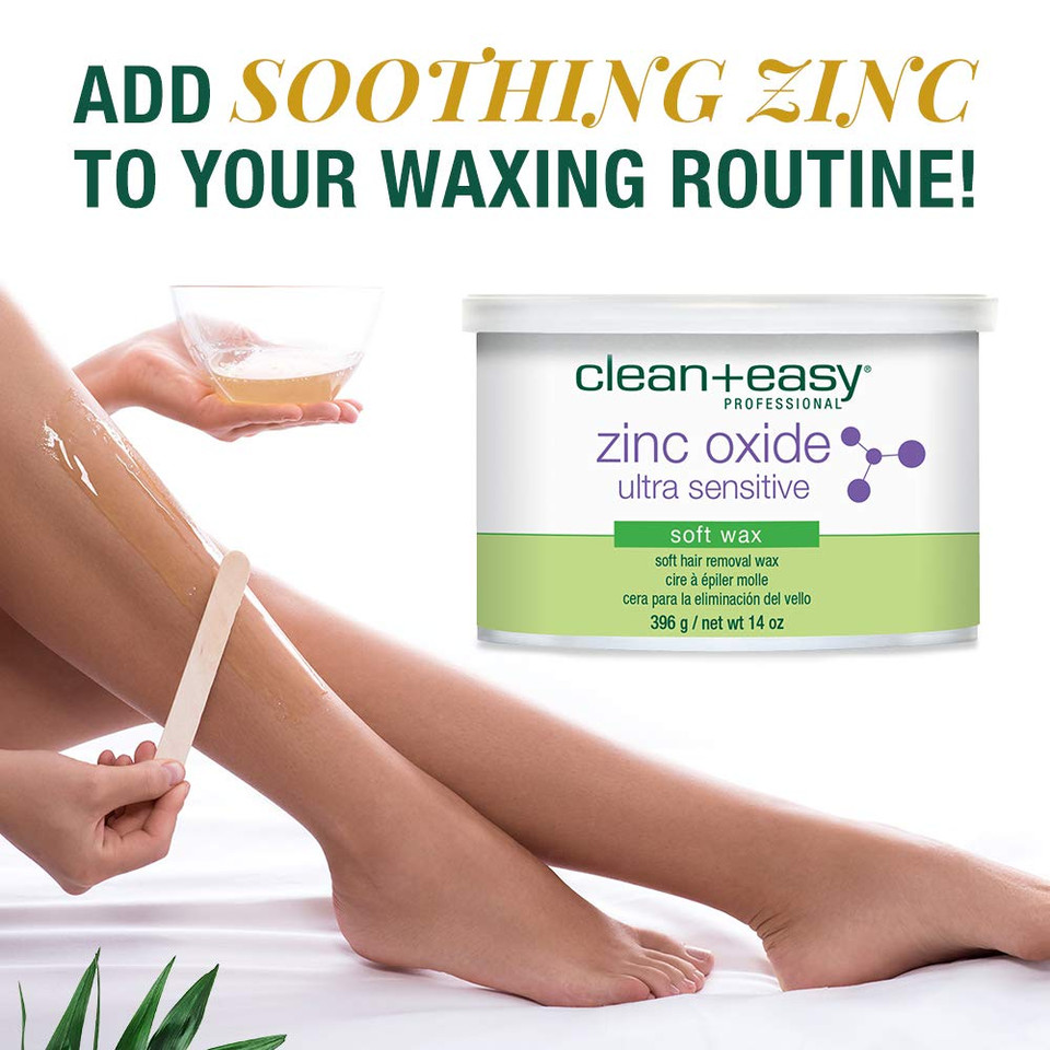 Clean + Easy Zinc Oxide Ultra Sensitive Soft Wax For Hair Removal - Depilatory Wax For Sensitive Skin, Removes Fine To Medium Hair, Diy Waxing, 14Oz