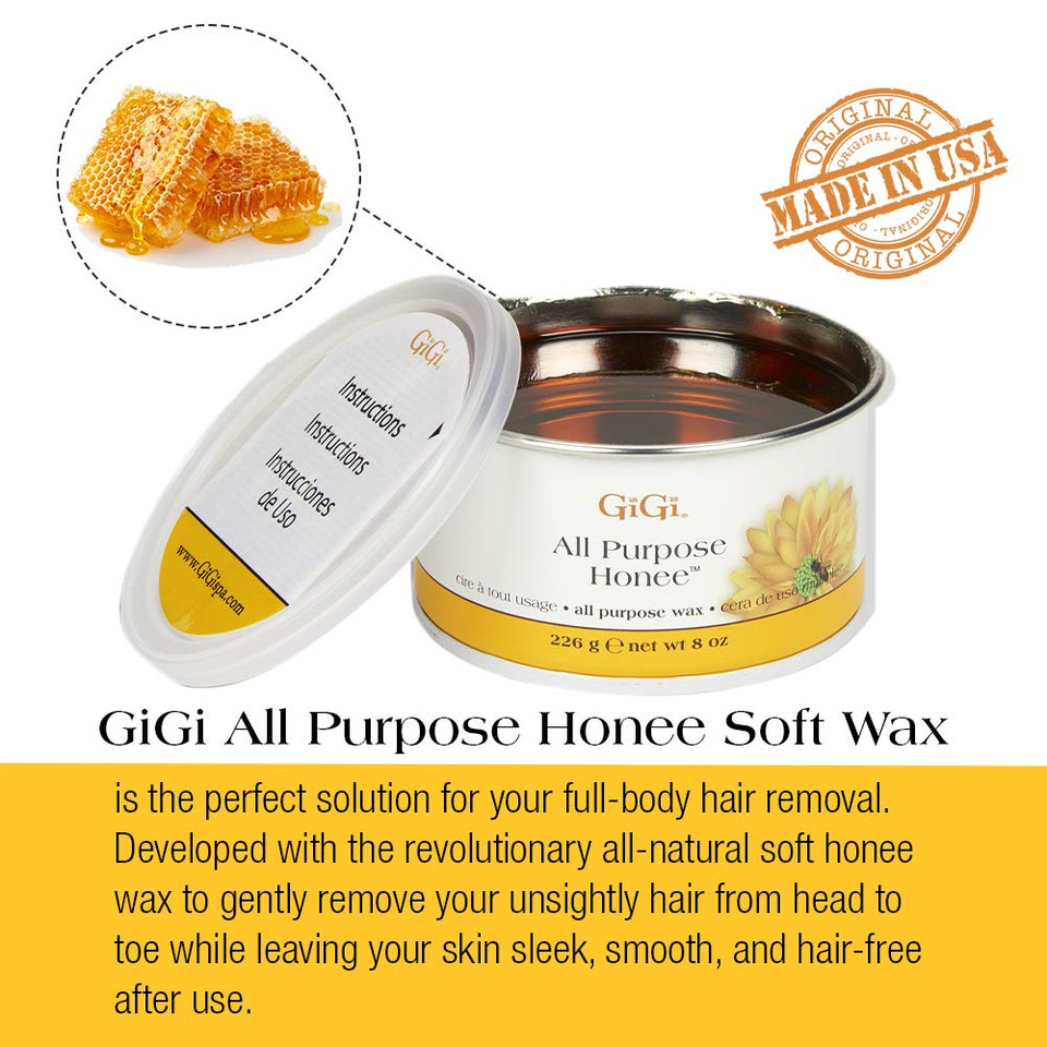 Gigi Honee Wax For Hair Removal, Mini Milk & Honey Wax - Effective Hair Removal Waxing For Smooth Skin, 5 Oz
