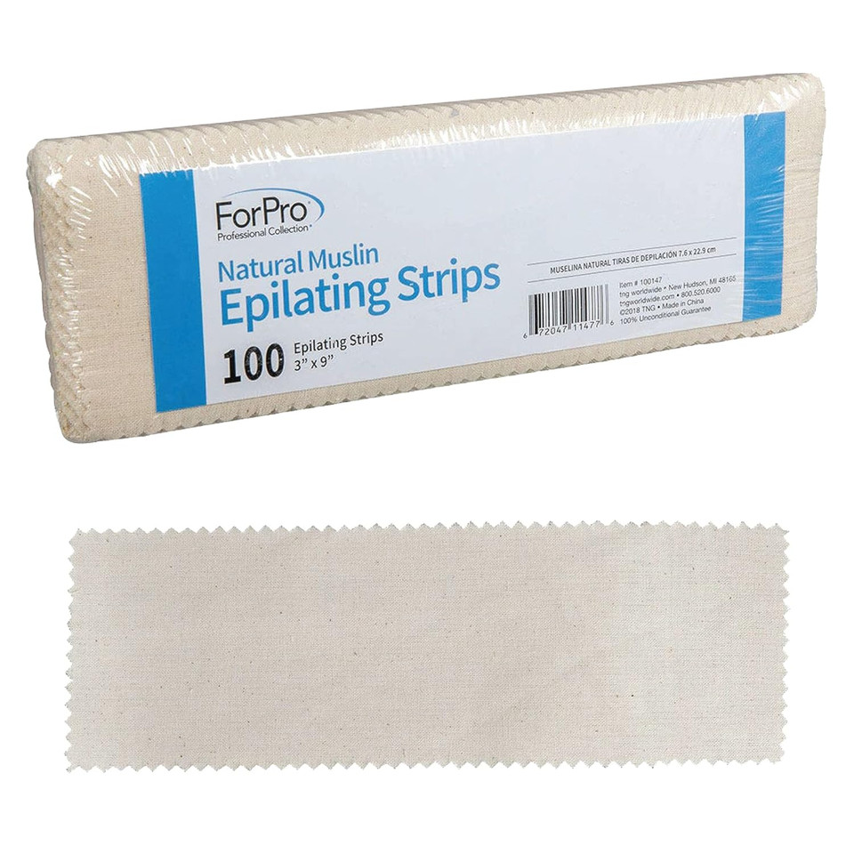 Forpro Natural Muslin Epilating Strips, Tear-Resistant, Pre-Cut Strips For Hair Removal, 3 W X 9 L, 100-Count