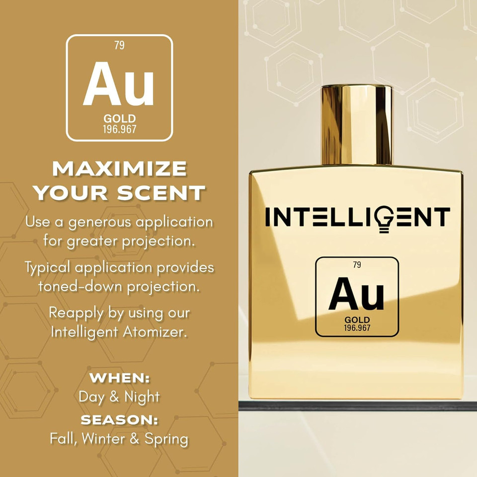 Intelligent Gold Eau De Parfum | Cologne For Men | Rich, Charismatic, Perfection | 3.4 Fl Oz (100 Ml)