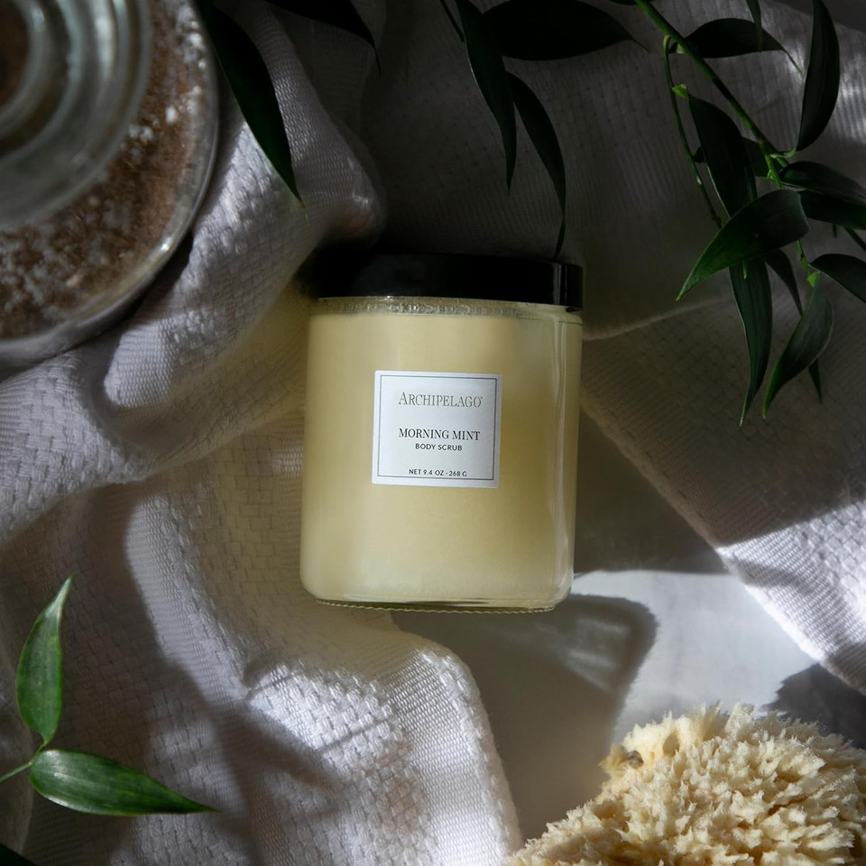 Archipelago Botanicals Morning Mint Body Scrub, Exfoliating Body Scrub For Rejuvenated, Smooth And Glowing Skin, Made With Natural Ingredients, Blended With Wild Mint (9.4 Oz)