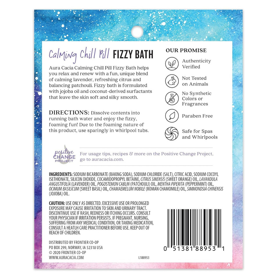 Aura Cacia Calming Chill Pill Fizzy Bath 2.5Oz