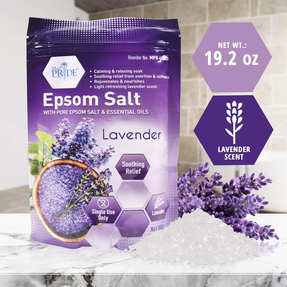 Med Pride Epsom Bath Salts 19.2Oz, With Green Tea & Chamomile - Relaxing Foot Bath Salts For Soothing, Muscle Recovery & Relaxation - Soaking Salts