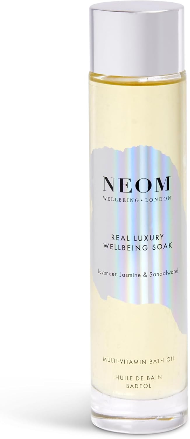 Neom- Wellbeing Soak Bath Oil, 100Ml (Real Luxury) | Lavender, Jasmine & Sandalwood | Rosehip, Coconut & Almond Oil