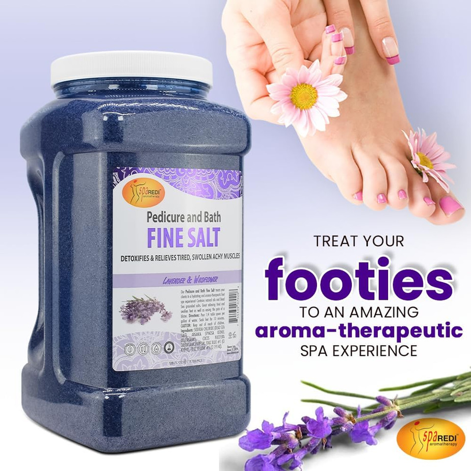 Spa Redi - Detox Foot Soak Pedicure And Bath Fine Salt, Pomegranate, 128 Oz - Made With Dead Sea Salts, Argan Oil, Coconut Oil, And Essential Oil - Hydrates, Softens And Moisturizes
