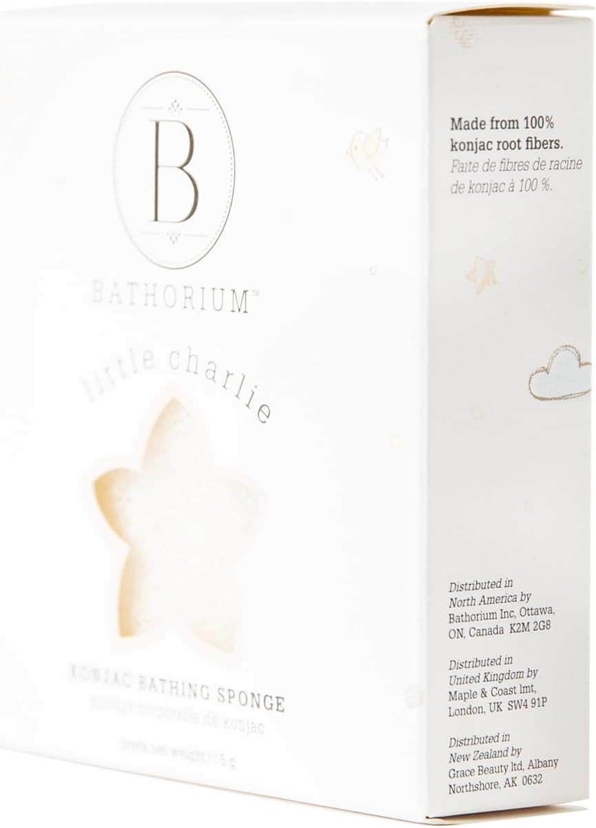 Bathorium Little Charlie Konjac Body Sponge, Gentle & Cleansing Sponge For Babies, Sensitive Skin, 100% Pure Konjac, Ideal For Daily Use, 1 Sponge