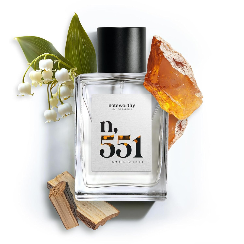 Noteworthy N,551 Amber Sunset Eau De Parfum  Lily Of The Valley, Amber, Sandalwood | Sophisticated, Warm Fragrance For Any Occasion | Long-Lasting Unisex Perfume For Women & Men (50Ml)