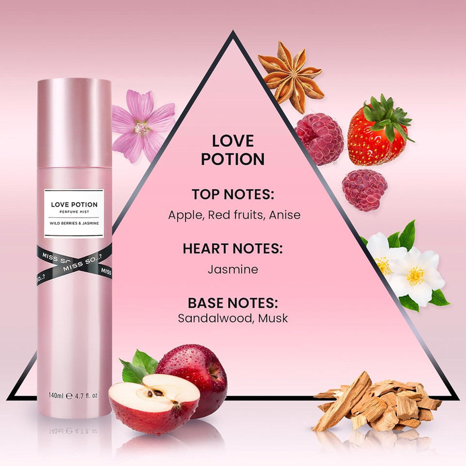 So...? Love Potion Perfume Mist - Woody Floral Body Spray - Perfect Gifts - Perfume For Women With 6-Hour Wear - 4.7 Oz