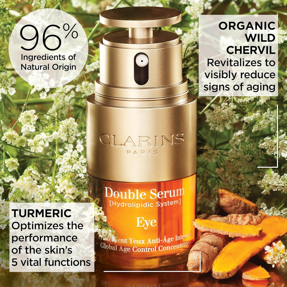 Clarins Double Serum Eye | Anti-Aging Eye Treatment | Visibly Smoothes, Firms, Hydrates And Revitalizes For More Youthful-Looking Eyes In Just 7 Days* | 13 Plant Extracts, Including Turmeric