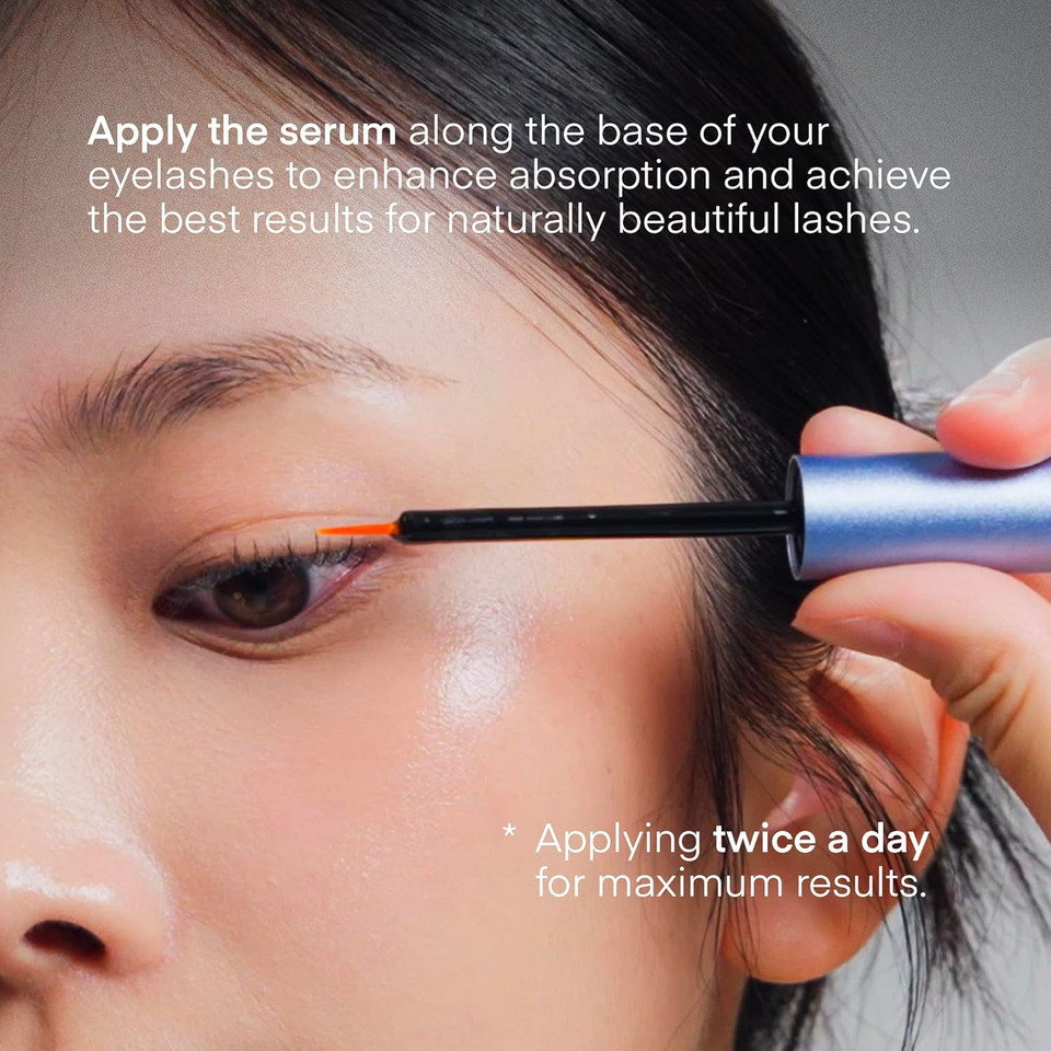 Natural Eyelash Growth Serum 2 Pack - Korean Lash Enhancer For Longer, Fuller Lashes & Thicker Eyebrows, Hypoallergenic Formula With Peptides, Biotin & Plant Extracts - Made In Korea