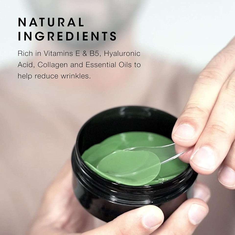 Pacinos Under Eye Gel Patches - Eliminates Puffiness, Smoothes Wrinkles, Brightens Under Eye Darkness, Firms & Tightens Skin With Vitamin E & B5, Promotes Collagen, Organic, 60 Pcs