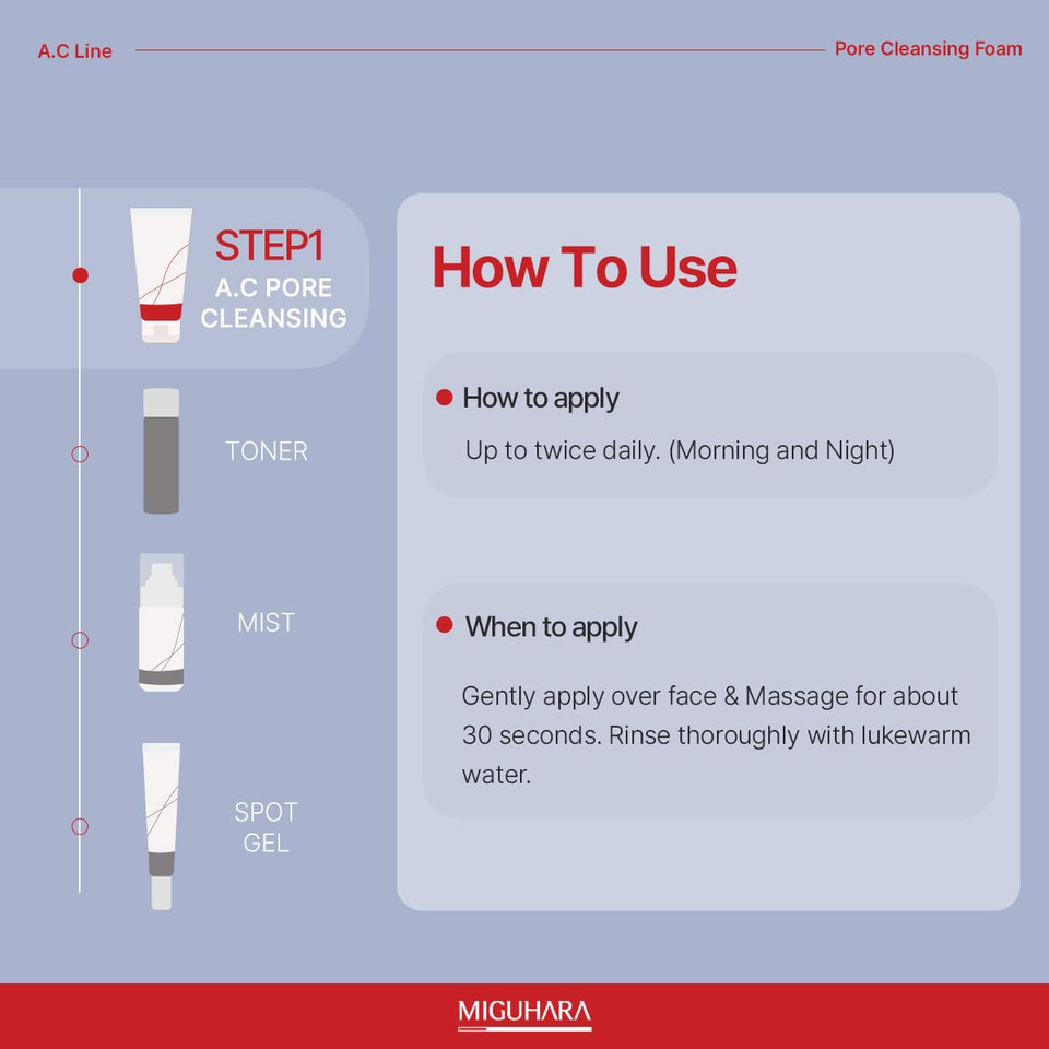 A.C Pore Cleansing Foam | Korean Skincare Face Wash (120Ml/4.05 Fl. Oz.)